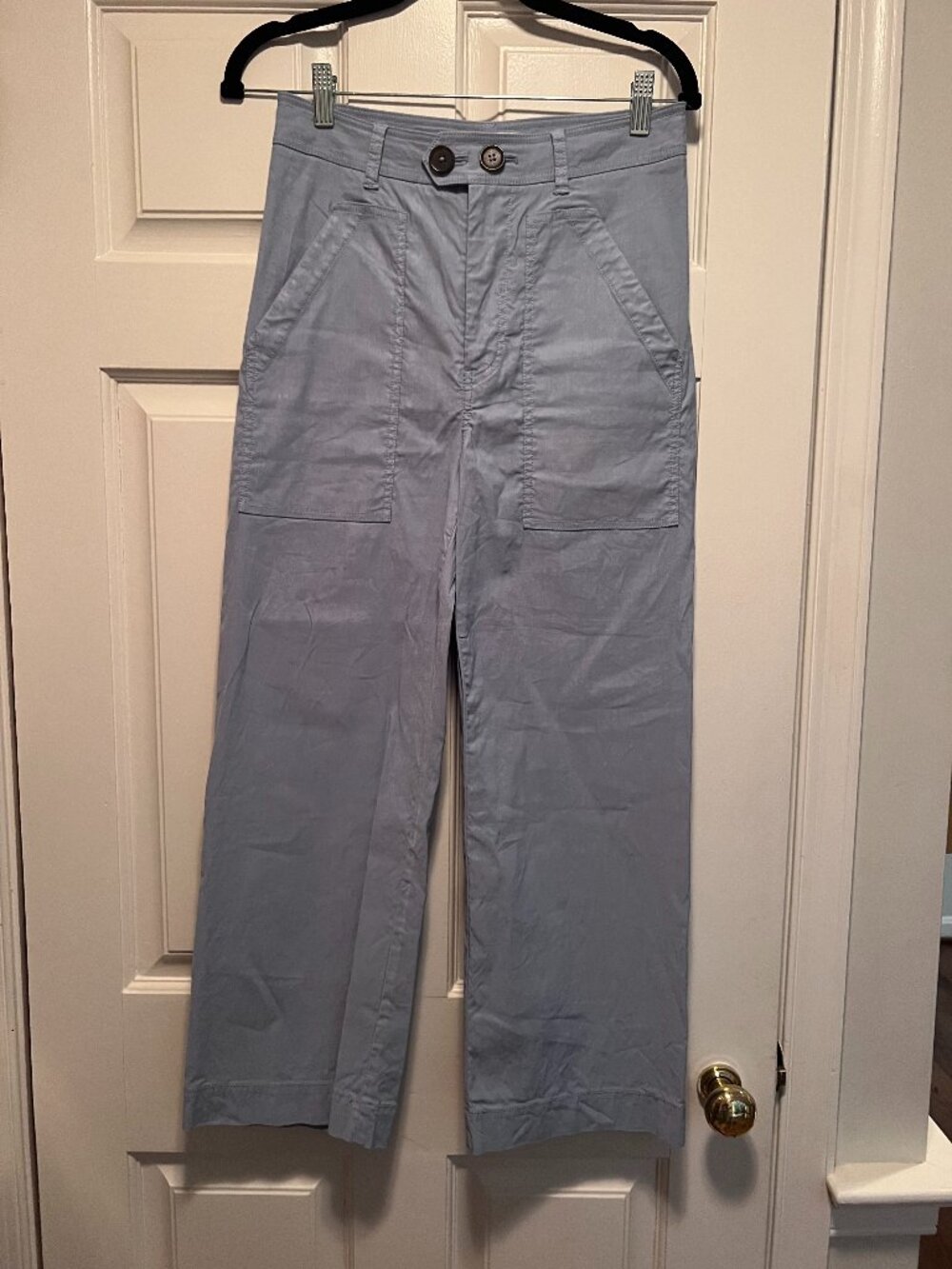 Anthropologie Maeve Light Blue Women's The Colette Wide-Leg Cropped Pants SZ 4